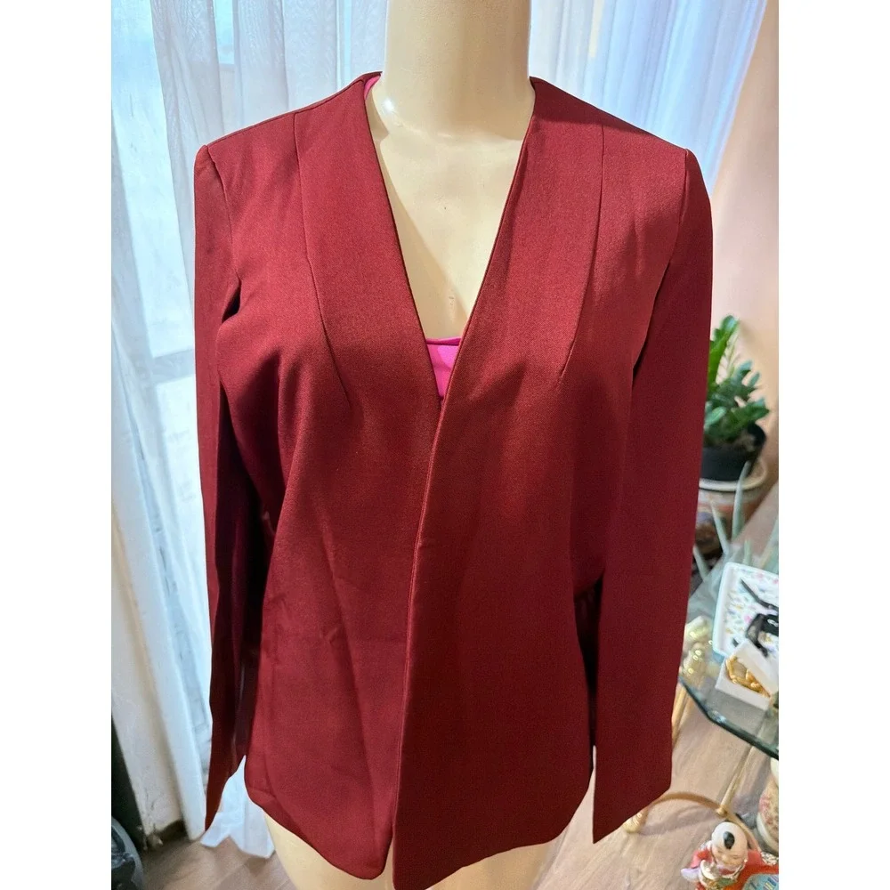 Womens‎ Burgundy Cape Blazer Open Front Split Sleeve Jacket PY0415 Small Maroon